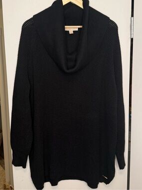 Michael Michael Kors Black Cowl Neck Waffle Knit Sweater 2X